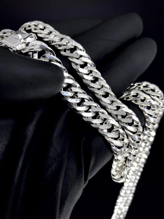 Corrente elo duplo 10mm 70cm - PRATA 925