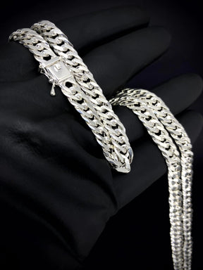 Corrente elo duplo 8mm 70cm - PRATA 925